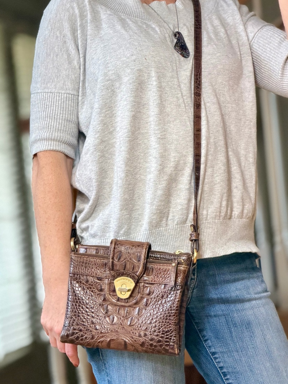 Brahmin Old Money Vintage Melbourne Mojito Crossbody Organizer Brown VGVC